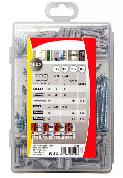 FISCHER SX 6-8 Vidalı Plastik Dübel Seti 160 Parça