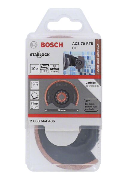 Bosch Aksesuarlar Bosch - Starlock - ACZ 70 RT5 - Carbide RIFF Zımpara Uçlu Dar Kesim Segman Testere Bıçağı 50 Kum Kalınlığı 10'lu