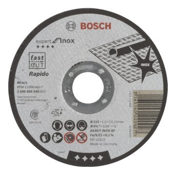 Bosch Aksesuarlar Bosch - 115*1,0 mm Expert Serisi Düz Inox (Paslanmaz Çelik) Kesme Diski (Taş) - Rapido