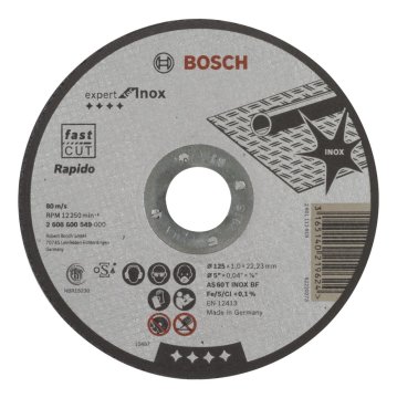Bosch Aksesuarlar Bosch - 125*1,0 mm Expert Serisi Düz Inox (Paslanmaz Çelik) Kesme Diski (Taş) - Rapido