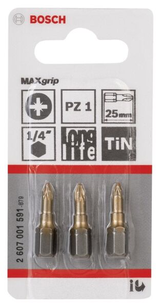 Bosch Aksesuarlar Bosch - Max Grip Serisi Vidalama Ucu PZ 1*25 mm 3'lü