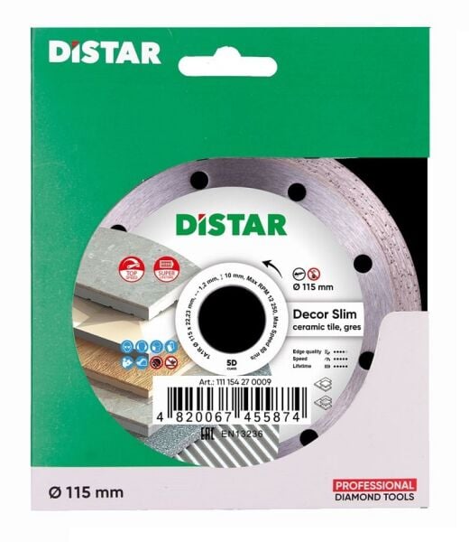 DİSTAR DECOR 115 mm Elmas Seramik - Fayans Kesme Testeresi (Ekstra İnce)