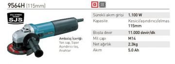Makita 9564H Avuç Taşlama