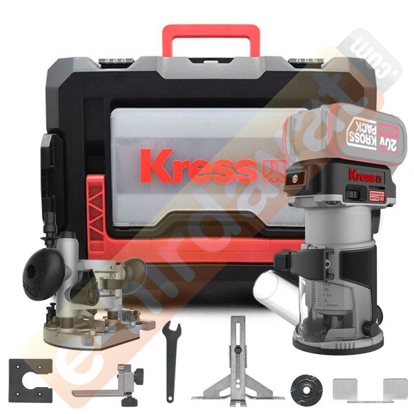 Kress KUD26.91 20Volt Kömürsüz 6/8mm Devir Ayarlı Şarjlı Profesyonel Avuç İçi El Frezesi Formika Tıraşlama (Akü Dahil Değildir)