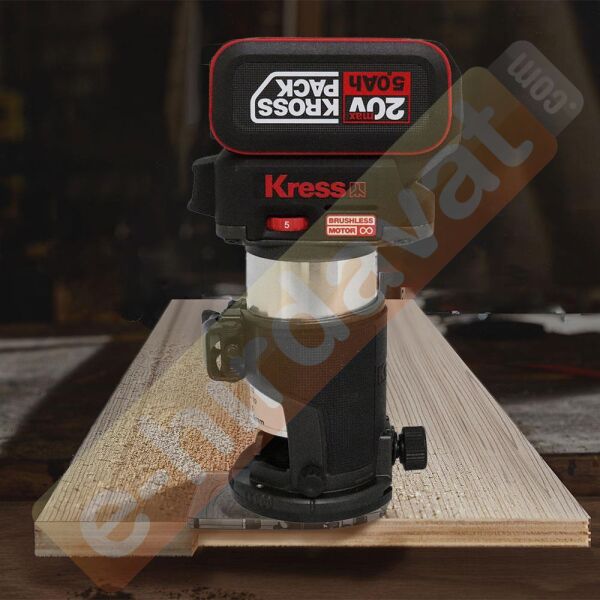 Kress KUD26.91 20Volt Kömürsüz 6/8mm Devir Ayarlı Şarjlı Profesyonel Avuç İçi El Frezesi Formika Tıraşlama (Akü Dahil Değildir)