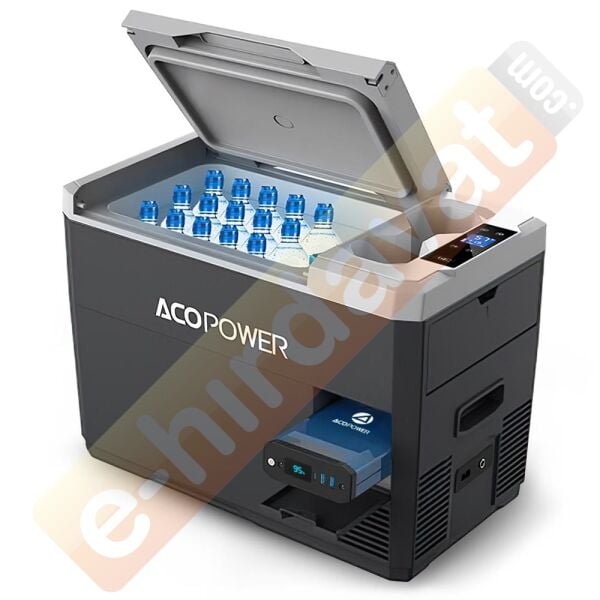Acopower VX28 12/24/220Volt Akülü/Kablolu 28Litre Kompresörlü Outdoor Oto Buzdolabı + Powerbank + LED Lamba