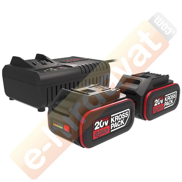 Kress KAD22 20Volt 6.0Ah Kross Pack Li-ion Çift Akü ve Akü Şarj Cihazı