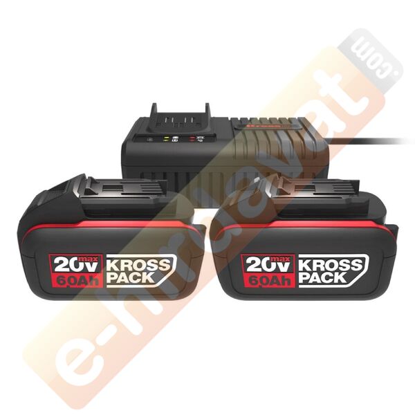 Kress KAD22 20Volt 6.0Ah Kross Pack Li-ion Çift Akü ve Akü Şarj Cihazı