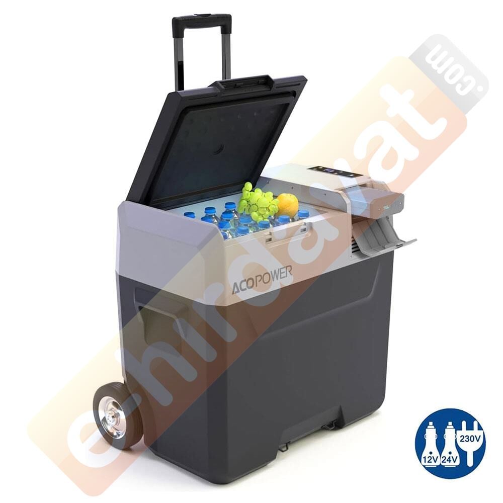Acopower PX50 12/24/220Volt 50Litre Kompresörlü Tekerlekli Outdoor Oto Buzdolabı (Akü Dahil Değildir)