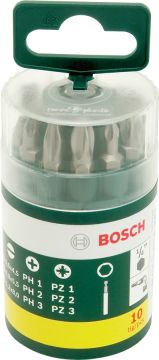Bosch Aksesuarlar Bosch - 10 Parça Vidalama Ucu Seti (PH+PZ+S)