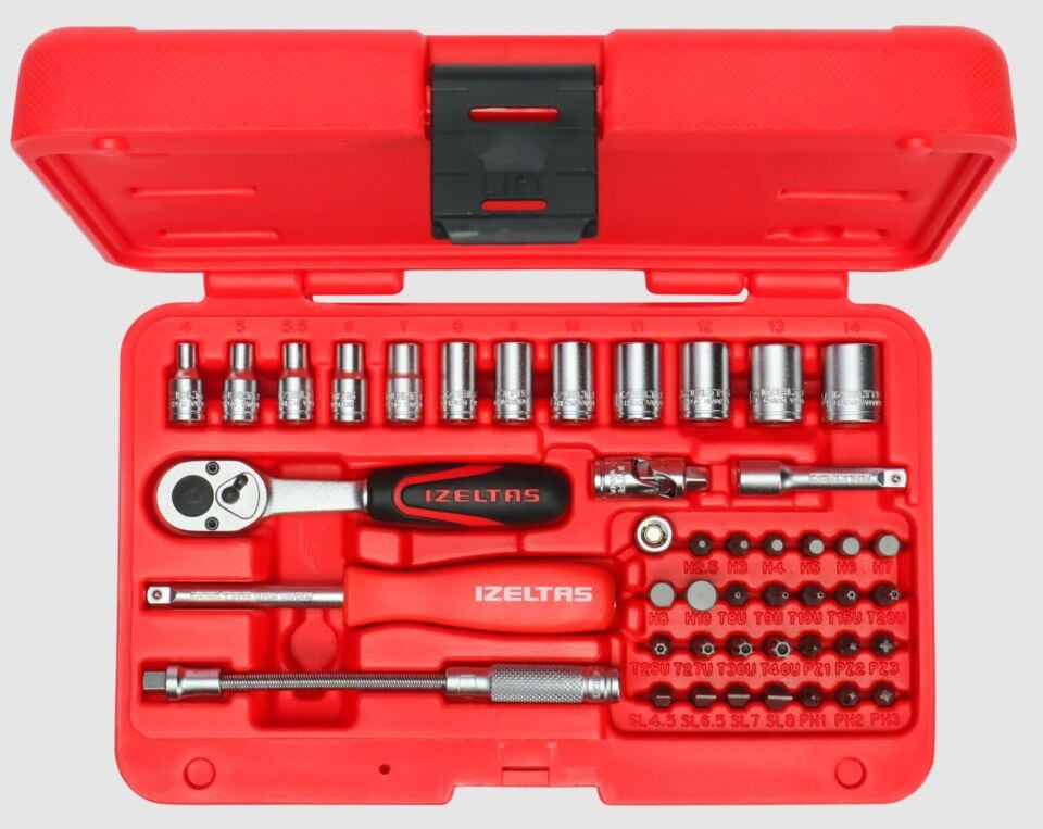 İZELTAŞ 45 Parça 1/4″ Altı Köşe Lokma Anahtar ve Bits Set