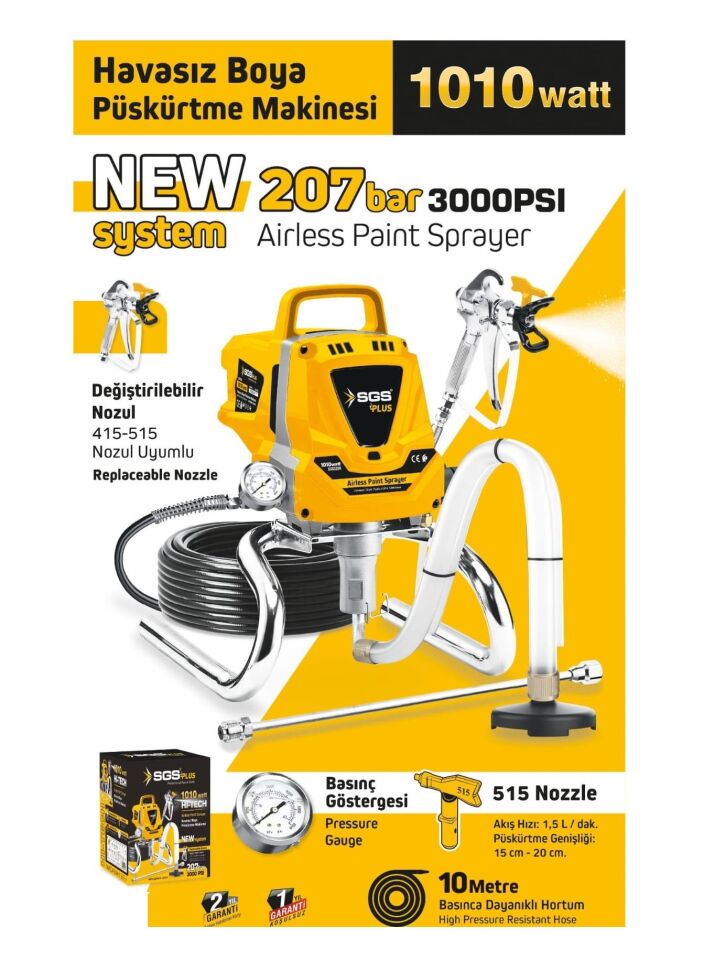 SGS 5280 Airless Boya Püskürtme Makinası 1010 Watt  207 Bar
