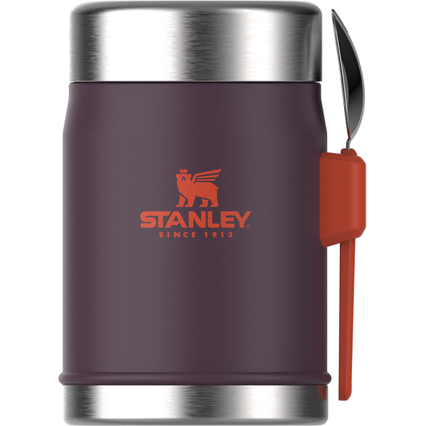 STANLEY Klasik Paslanmaz Çelik Yemek Termosu Kaşıklı 0.40 Litre - Mor/Turuncu