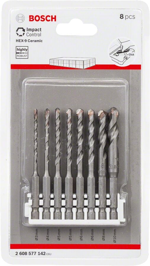 Bosch - HEX-9 Ceramic Altıgen Şaftlı Matkap Ucu 8'li Set - Click