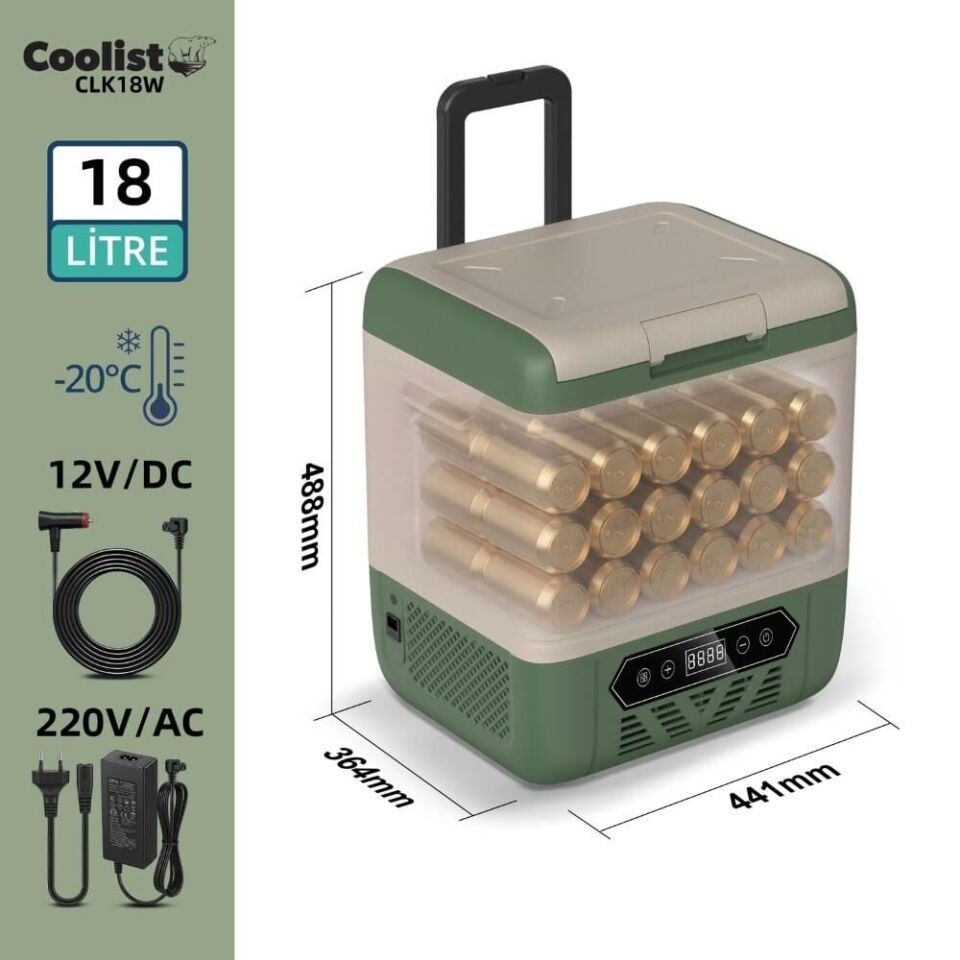 COOLIST CLK18W Taşınabilir Kompresörlü OtoBuzdolabı 18 Litre (12/24 Volt)