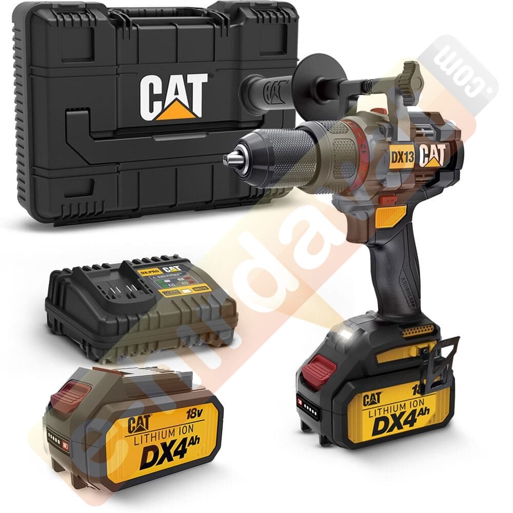 CAT DX13.1 18Volt/4.0Ah Li-ion 80Nm. Çift Akülü Kömürsüz Profesyonel Şarjlı Darbeli Matkap