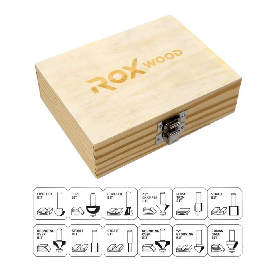 ROX WOOD 0309 Ahşap Freze Seti 12 Parça (Sap : 6 mm)