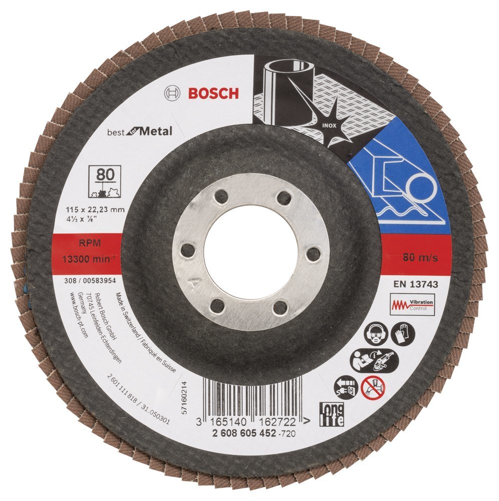 Bosch Aksesuarlar Bosch - 115 mm 80 Kum Best Serisi Metal Flap Disk
