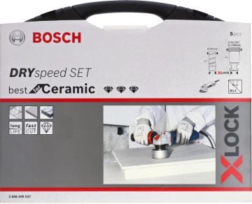 Bosch Aksesuarlar Bosch - X-LOCK - Best Serisi, Taşlama İçin Seramik Kuru Elmas Delici ve Elmas Parmak Freze Uçlu 5 Parça Set
