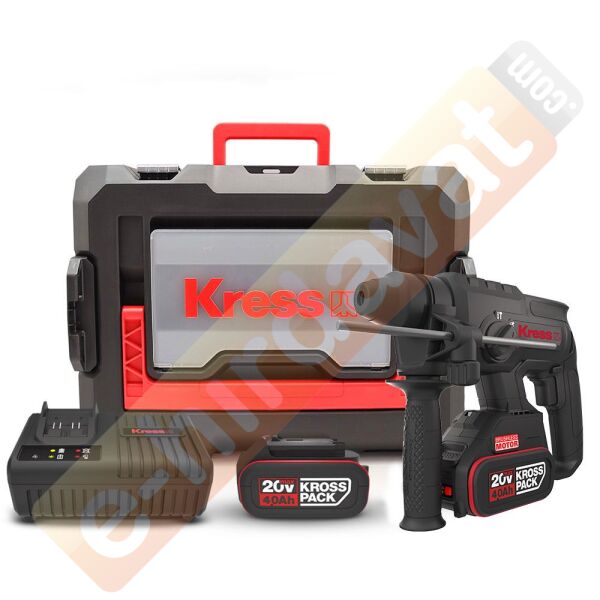 Kress KU390.4 20Volt 4.0Ah. 2.0J Li-ion Çift Akülü Şarjlı Kömürsüz Profesyonel SDS-Plus Pnömatik Kırıcı/Delici