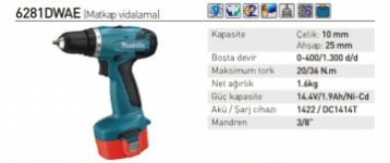Makita 6281DWAE Akülü Vidalama