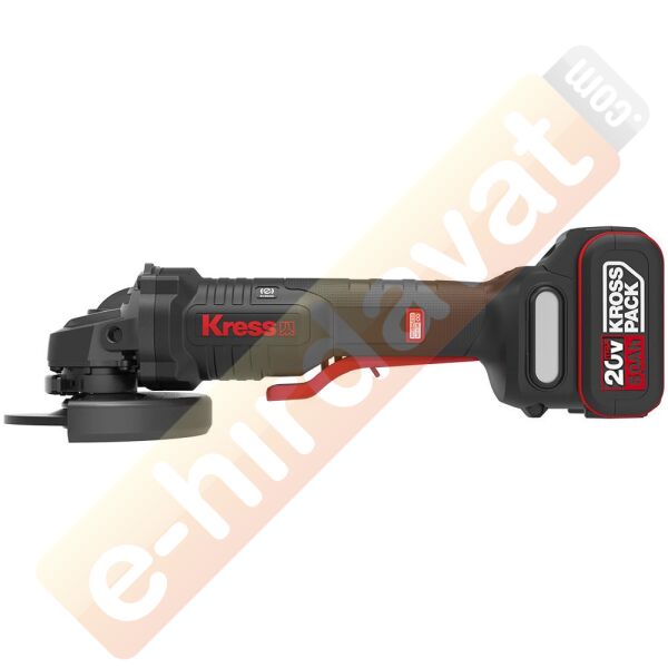 Kress KUH04.1 20Volt 5.0Ah. Li-ion Çift Akülü 125mm Kömürsüz Profesyonel Devir Ayarlı Alttan Tetikli Avuç Taşlama