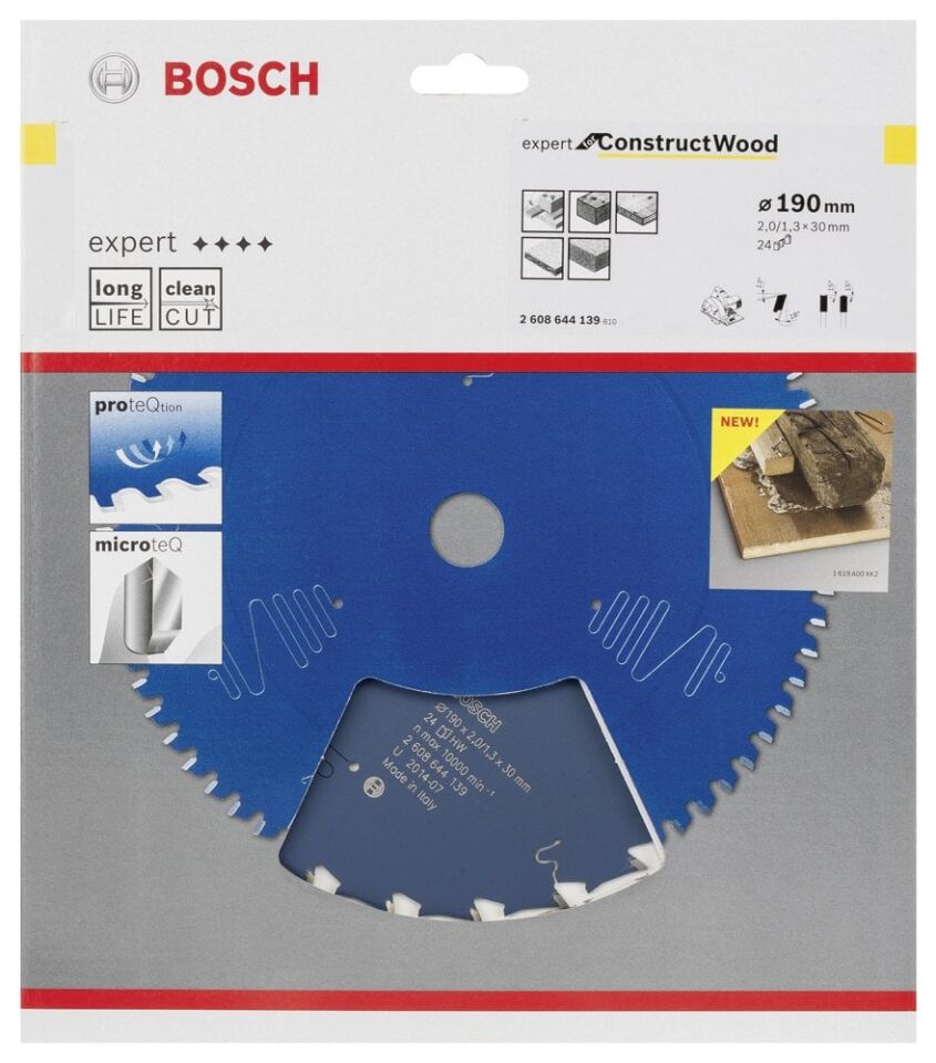 Bosch - Expert Serisi İnşaat Ahşabı için Daire Testere Bıçağı 190*30 mm 24 Diş