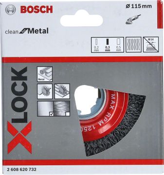 Bosch Aksesuarlar Bosch - X-LOCK - Clean Serisi Metal İçin Saçaklı Yuvarlak Fırça 115*0,3 mm