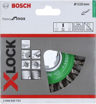 Bosch Aksesuarlar Bosch - X-LOCK - Heavy Serisi Inox İçin Burgulu Yuvarlak Fırça 115*0,5 mm