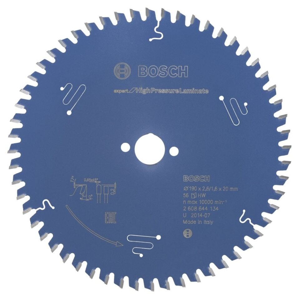 Bosch - Expert Serisi Yüksek Basınçlı Lamine Panel ve Trespa için Daire Testere Bıçağı 190*20 mm 56 Diş