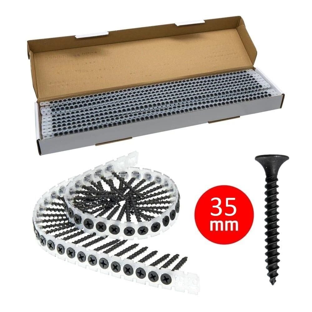 Rox 0344 Plastiğe Dizili Ahşap Şerit Vidası 3.5x35 mm Sivri Uçlu (1000 Adet)