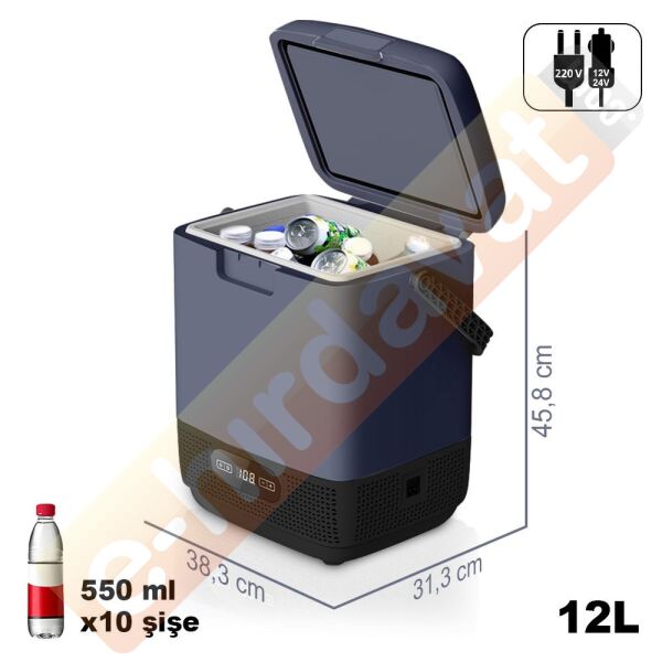 Coolist CLK12 12/24Volt/ 220Volt 12 Litre Taşınabilir Kompresörlü Oto Buzdolabı