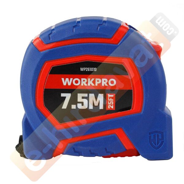 WORKPRO WP261010 7,5Mx25mm/25Ft. Naylon Kaplama Sarı Çelik Şerit Metre