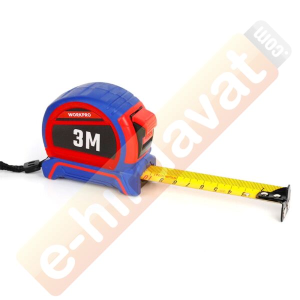 WORKPRO WP261040 3Mx16mm Naylon Kaplama Sarı Çift Taraflı Manyetik Çelik Şerit Metre