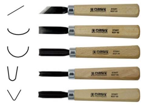 NAREX 869300 Yeni Başlayanlar İçin Çantalı Ahşap Oyma Seti 5 Parça