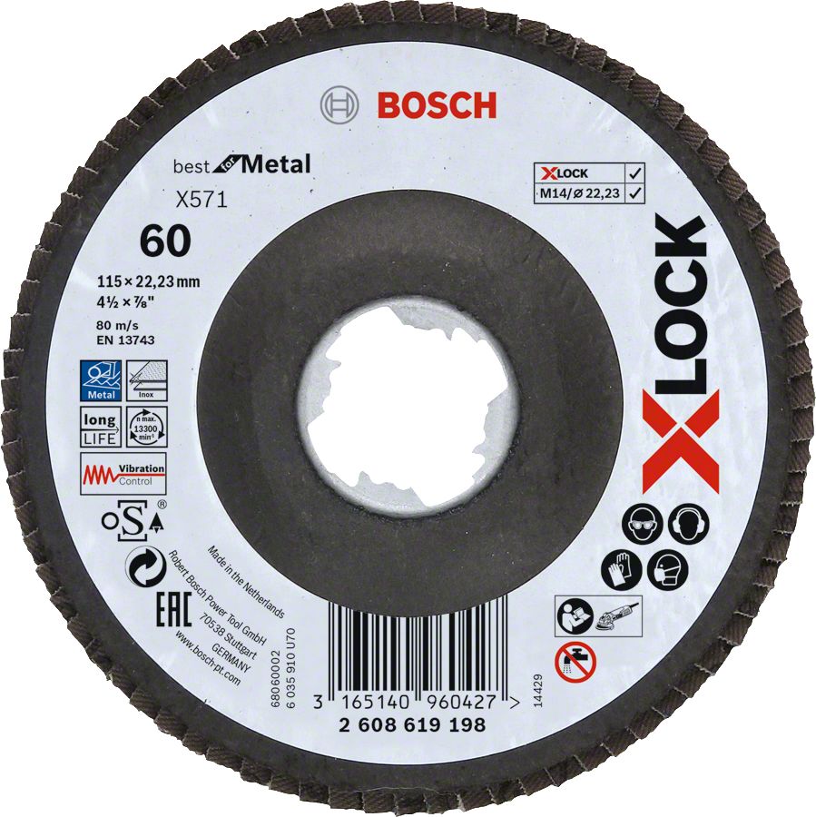 Bosch Aksesuarlar Bosch - X-LOCK - 115 mm 60 Kum Best Serisi Metal Flap Disk