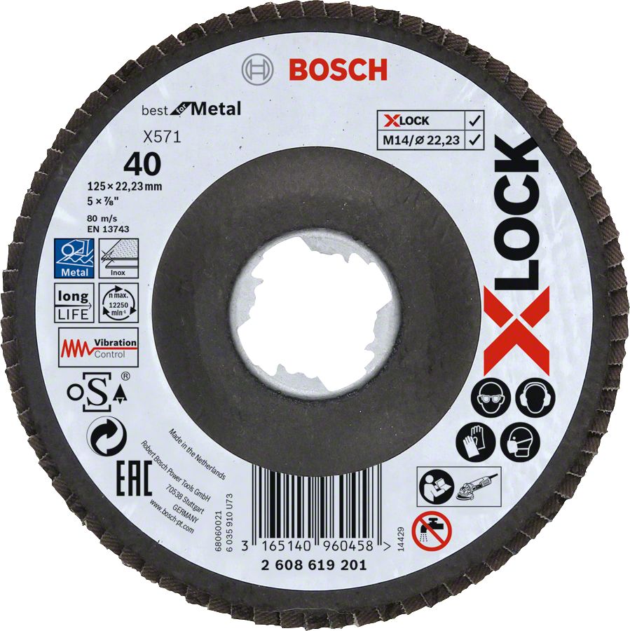 Bosch Aksesuarlar Bosch - X-LOCK - 125 mm 40 Kum Best Serisi Metal Flap Disk