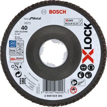 Bosch Aksesuarlar Bosch - X-LOCK - 125 mm 40 Kum Best Serisi Metal Flap Disk