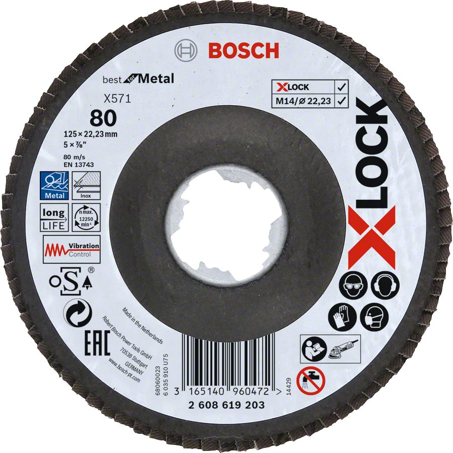 Bosch Aksesuarlar Bosch - X-LOCK - 125 mm 80 Kum Best Serisi Metal Flap Disk