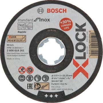 Bosch Aksesuarlar Bosch - X-LOCK - 115*1,0 mm Standard Seri Düz Inox (Paslanmaz Çelik) Kesme Diski (Taş) - Rapido