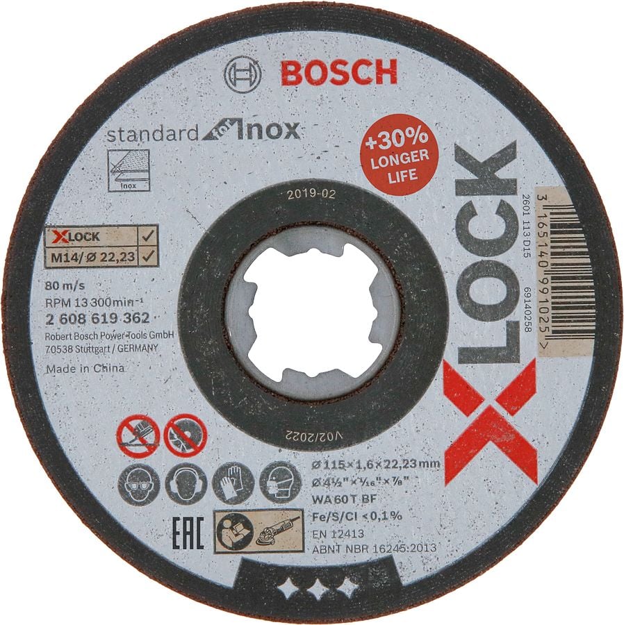 Bosch Aksesuarlar Bosch - X-LOCK - 115*1,6 mm Standard Seri Düz Inox (Paslanmaz Çelik) Kesme Diski (Taş)