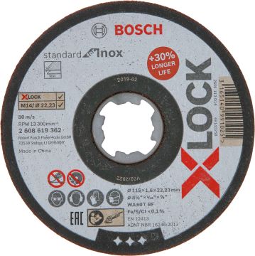 Bosch Aksesuarlar Bosch - X-LOCK - 115*1,6 mm Standard Seri Düz Inox (Paslanmaz Çelik) Kesme Diski (Taş)