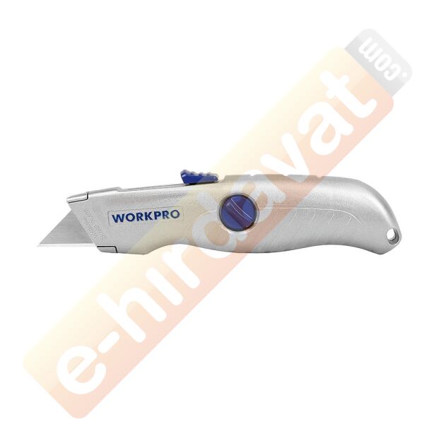 WORKPRO WP213007 Alüminyum Gövde Otomatik Geri Çekilebilir Rötuş Maket Bıçağı