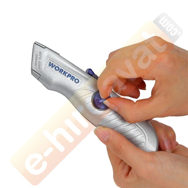WORKPRO WP213007 Alüminyum Gövde Otomatik Geri Çekilebilir Rötuş Maket Bıçağı