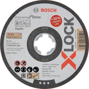 Bosch Aksesuarlar Bosch - X-LOCK - 125*1,0 mm Standard Seri Düz Inox (Paslanmaz Çelik) Kesme Diski (Taş) - Rapido