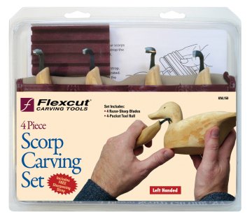Flexcut Sol El İçin Oyma Seti 4 Parça + Bileme Taşı Hediyeli