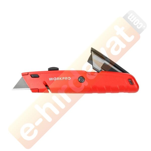 WORKPRO WP213009 Ağır Hizmet Alüminyum Gövde Geri Çekilebilir Rötuş Maket Bıçağı + 5 Adet Yedek Bıçak