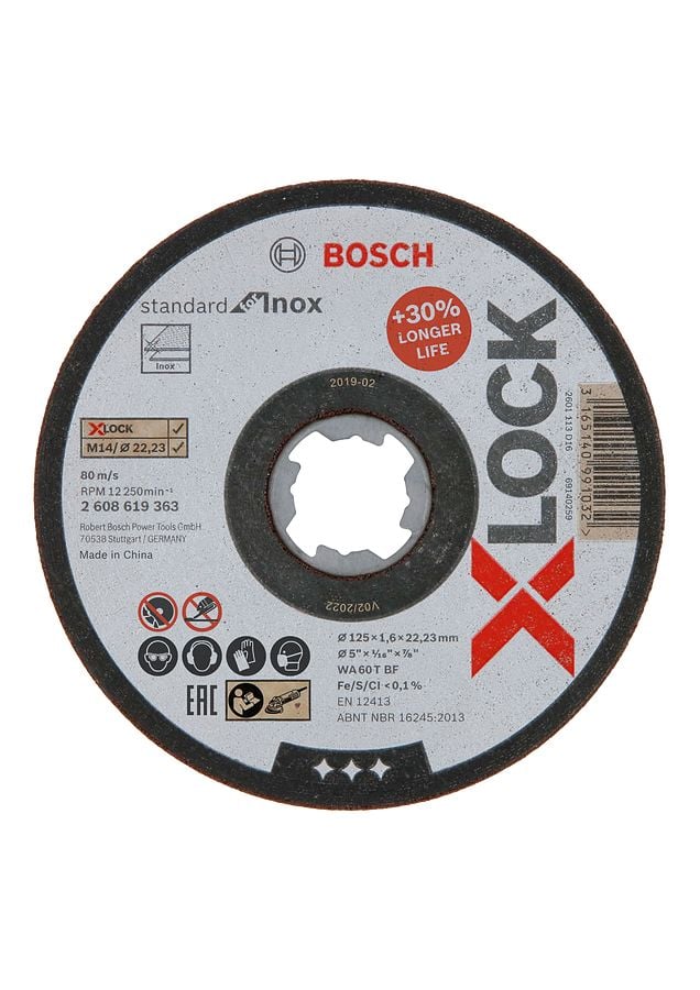 Bosch Aksesuarlar Bosch - X-LOCK - 125*1,6 mm Standard Seri Düz Inox (Paslanmaz Çelik) Kesme Diski (Taş)