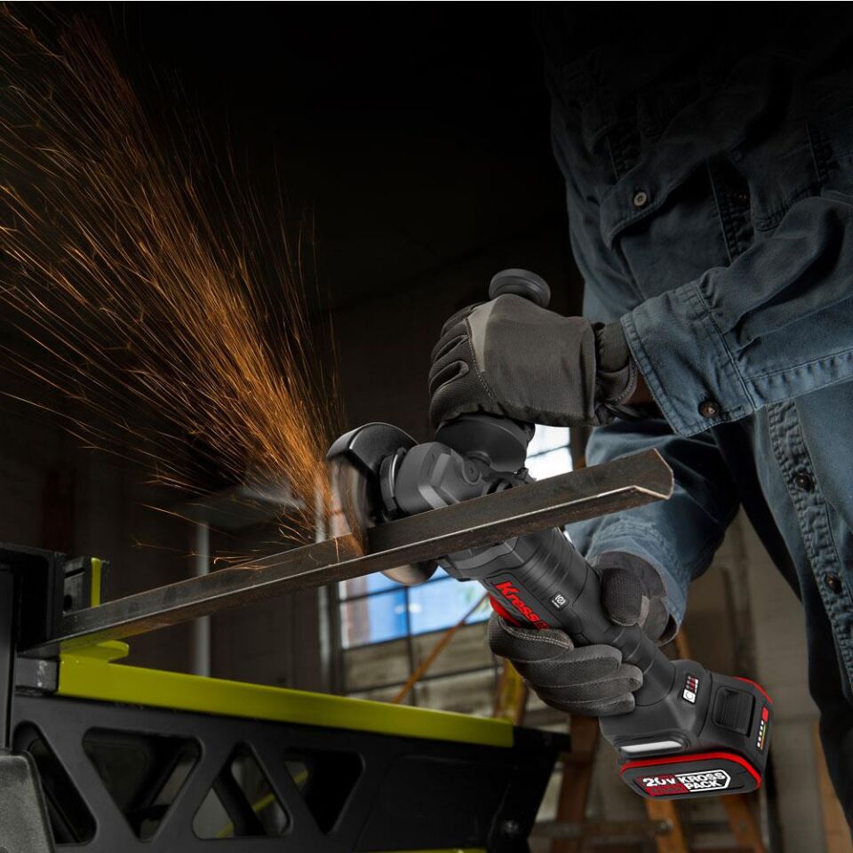 Kress KUH04.1 20Volt 5.0Ah. Li-ion Çift Akülü 125mm Kömürsüz Profesyonel Devir Ayarlı Alttan Tetikli Avuç Taşlama