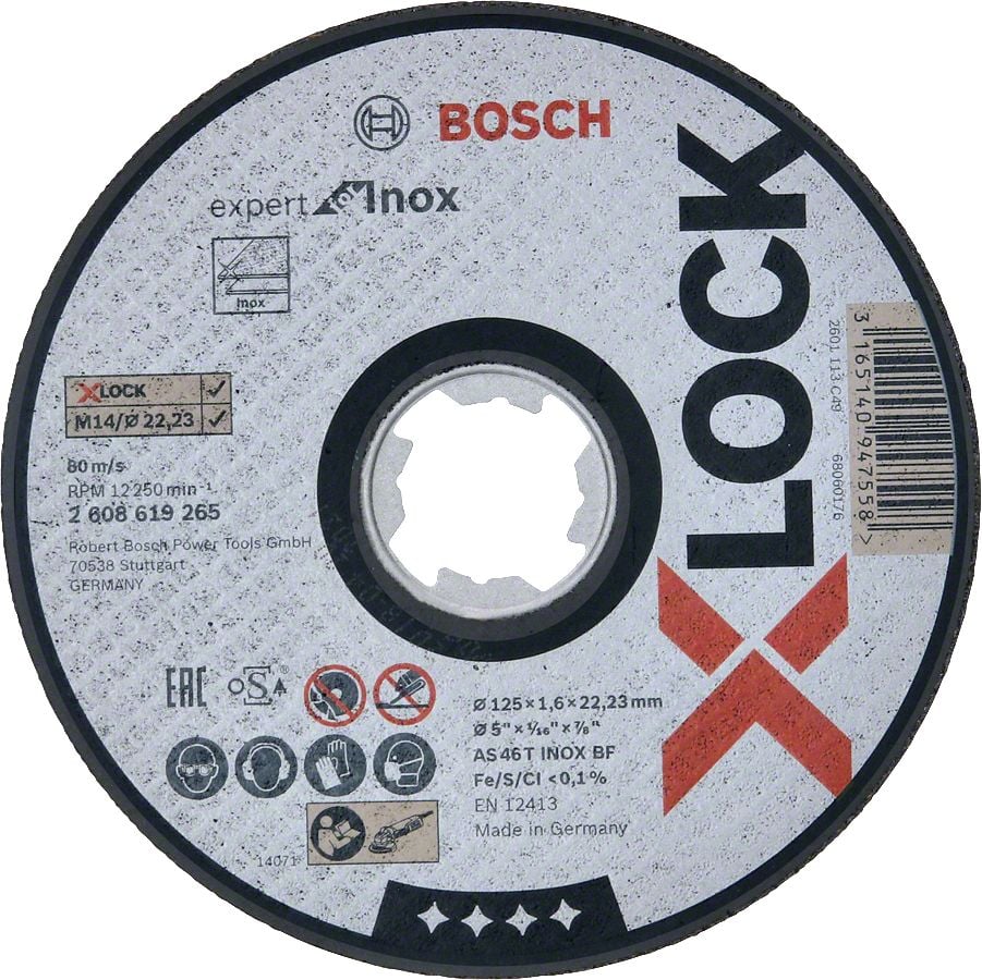 Bosch Aksesuarlar Bosch - X-LOCK - 125*1,6 mm Expert Serisi Düz Inox (Paslanmaz Çelik) Kesme Diski (Taş)